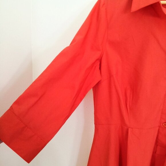 NY&C Poplin High-Low Blouse Coral Red Size L - Picture 3 of 5